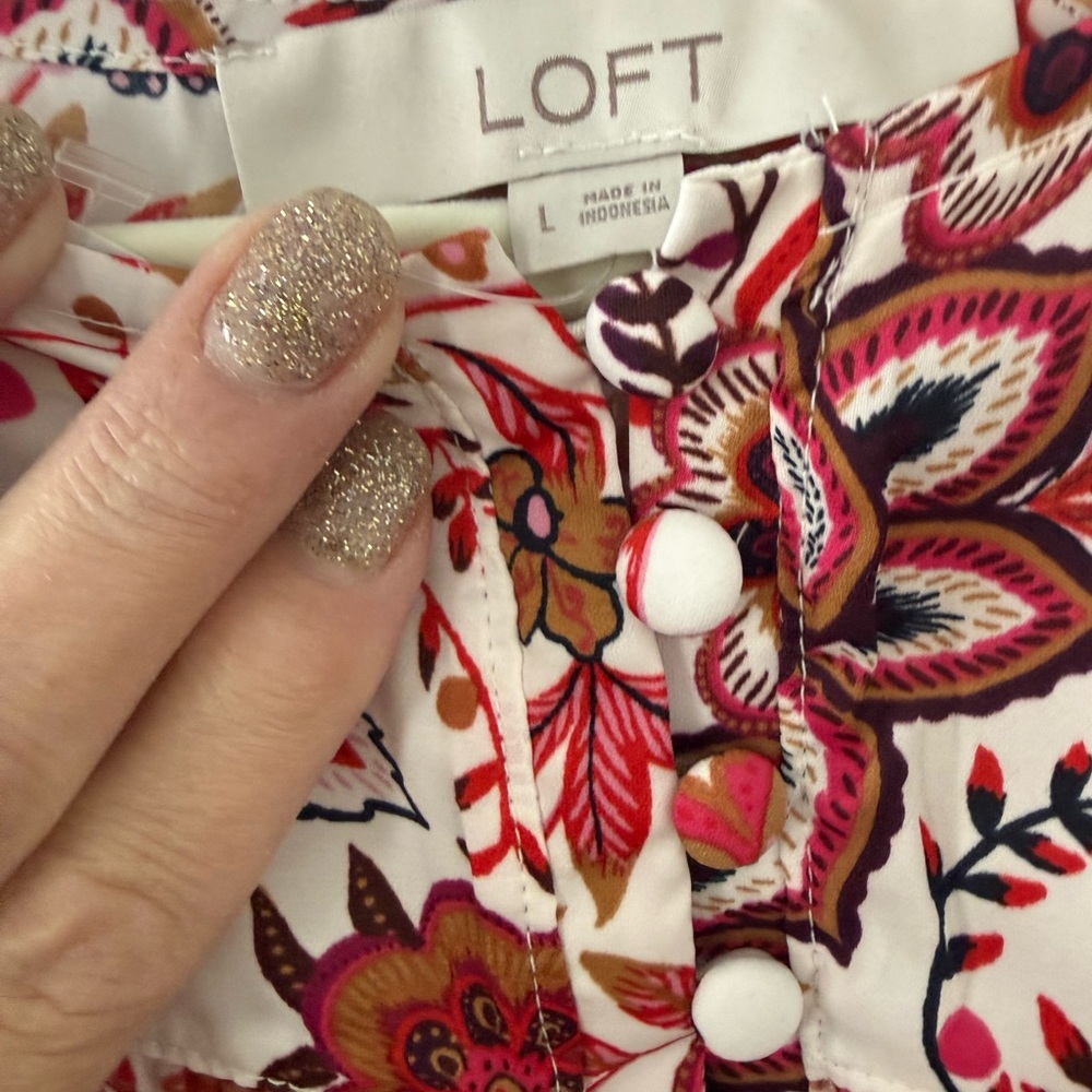 LOFT Multicolor Floral Top - Picture 2 of 5